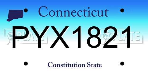 PYX1821 Connecticut License Plate