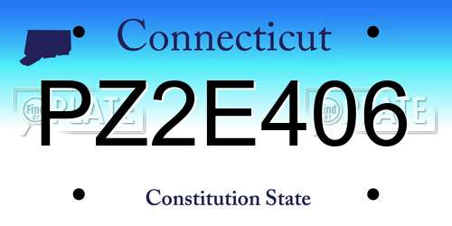 PZ2E406 Connecticut License Plate