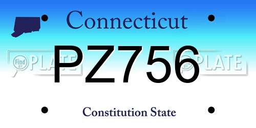 PZ756 Connecticut License Plate