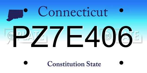 PZ7E406 Connecticut License Plate