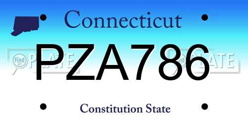 PZA786 Connecticut License Plate