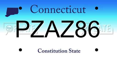 PZAZ86 Connecticut License Plate