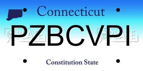 PZBCVPI Connecticut License Plate