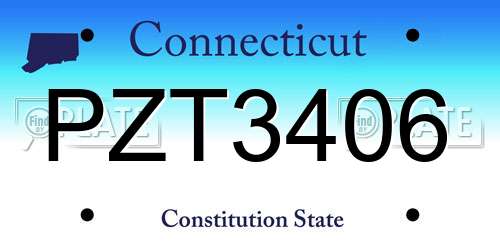 PZT3406 Connecticut License Plate