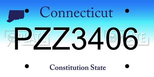 PZZ3406 Connecticut License Plate