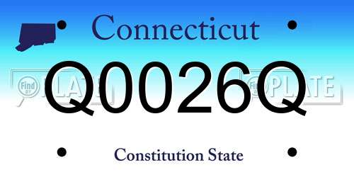 Q0026Q Connecticut License Plate