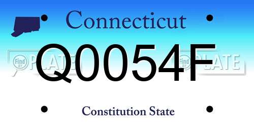 Q0054F Connecticut License Plate