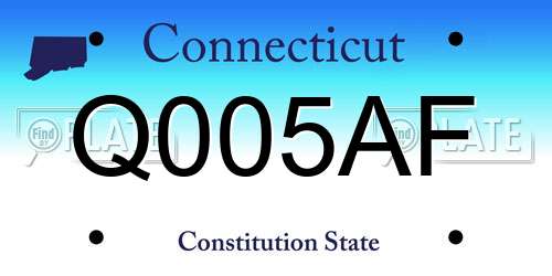 Q005AF Connecticut License Plate