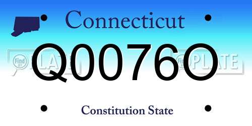 Q0076O Connecticut License Plate