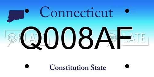 Q008AF Connecticut License Plate