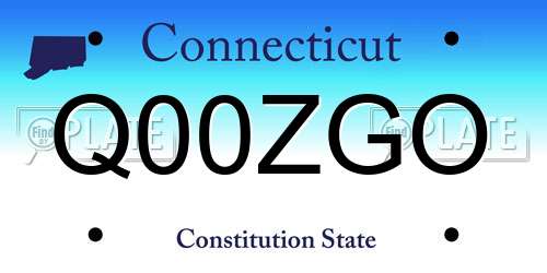 Q00ZGO Connecticut License Plate