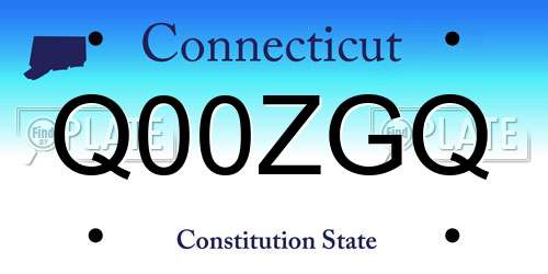 Q00ZGQ Connecticut License Plate