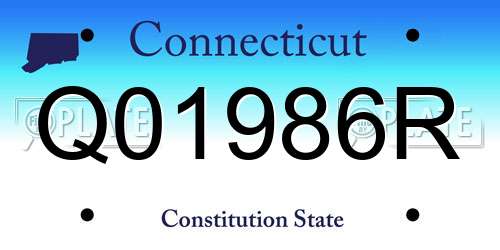 Q01986R Connecticut License Plate