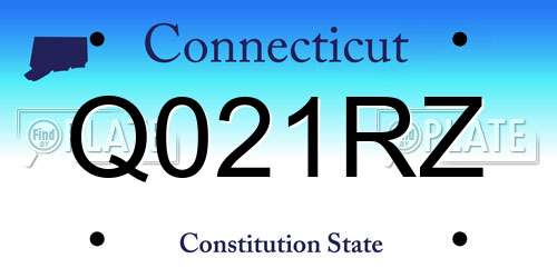 Q021RZ Connecticut License Plate