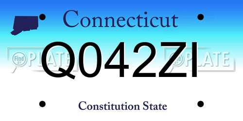 Q042ZI Connecticut License Plate