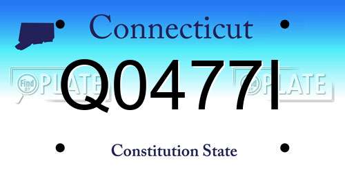 Q0477I Connecticut License Plate