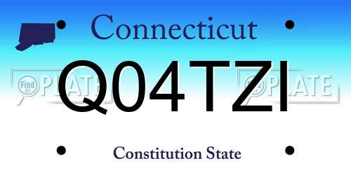Q04TZI Connecticut License Plate