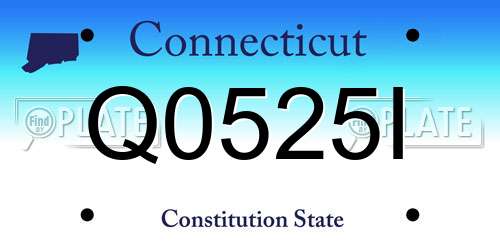 Q0525I Connecticut License Plate