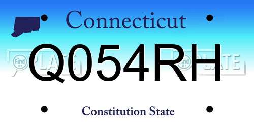 Q054RH Connecticut License Plate