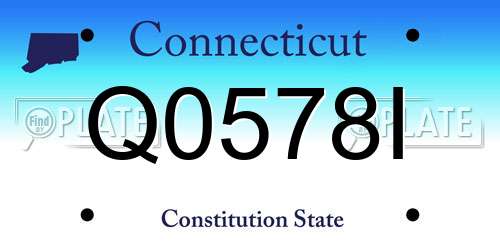 Q0578I Connecticut License Plate