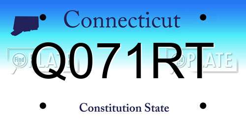 Q071RT Connecticut License Plate