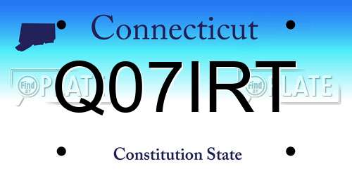 Q07IRT Connecticut License Plate