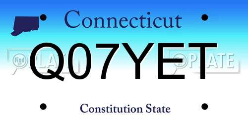 Q07YET Connecticut License Plate