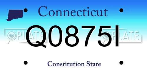 Q0875I Connecticut License Plate