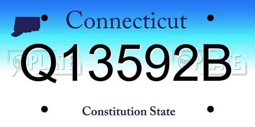 Q13592B Connecticut License Plate