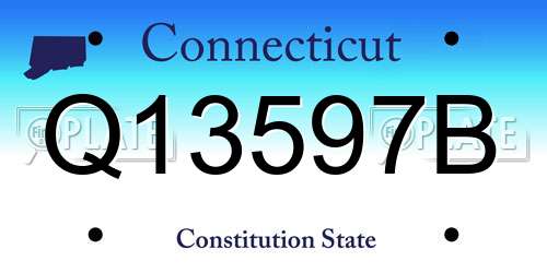 Q13597B Connecticut License Plate