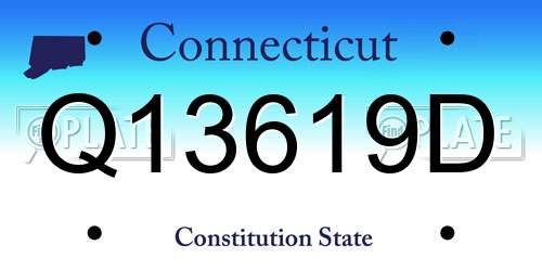 Q13619D Connecticut License Plate