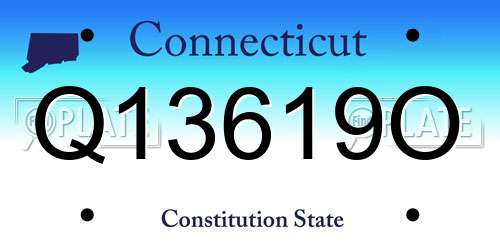 Q13619O Connecticut License Plate
