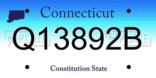 Q13892B Connecticut License Plate