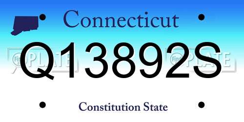 Q13892S Connecticut License Plate