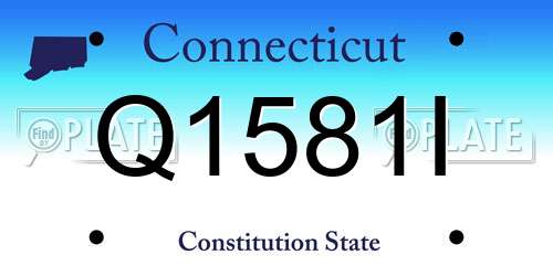 Q1581I Connecticut License Plate
