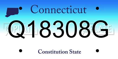 Q18308G Connecticut License Plate
