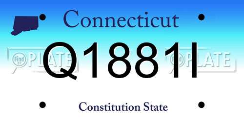 Q1881I Connecticut License Plate