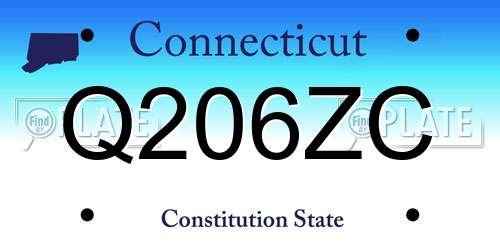 Q206ZC Connecticut License Plate