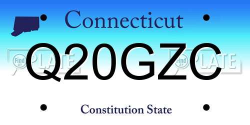 Q20GZC Connecticut License Plate