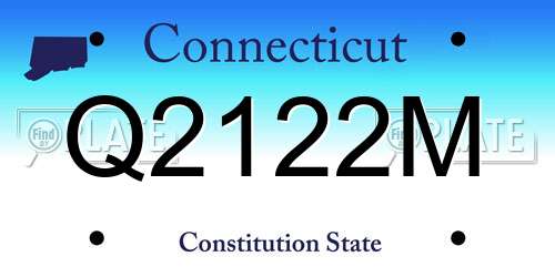 Q2122M Connecticut License Plate