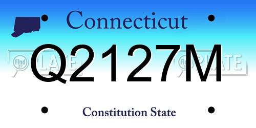Q2127M Connecticut License Plate