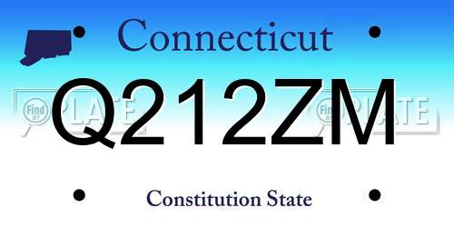 Q212ZM Connecticut License Plate