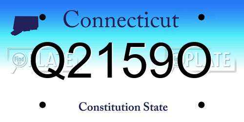 Q2159O Connecticut License Plate