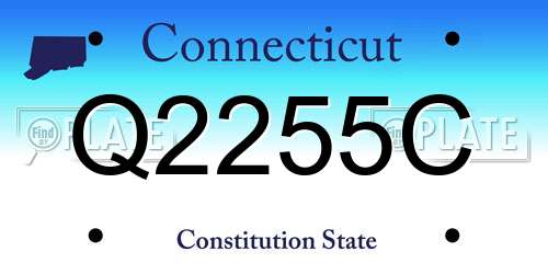 Q2255C Connecticut License Plate