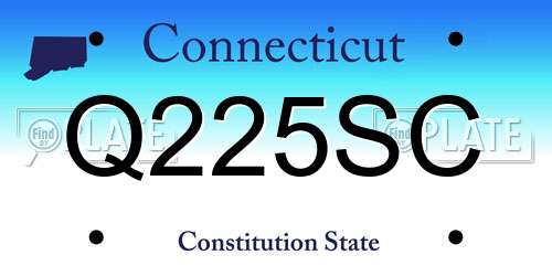 Q225SC Connecticut License Plate
