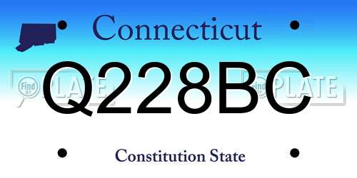 Q228BC Connecticut License Plate