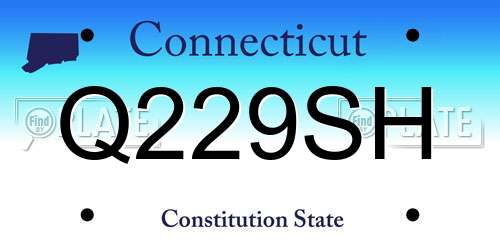 Q229SH Connecticut License Plate