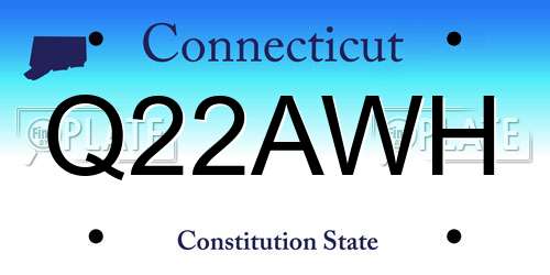 Q22AWH Connecticut License Plate