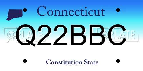 Q22BBC Connecticut License Plate