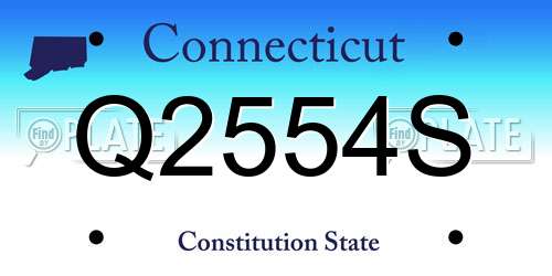 Q2554S Connecticut License Plate